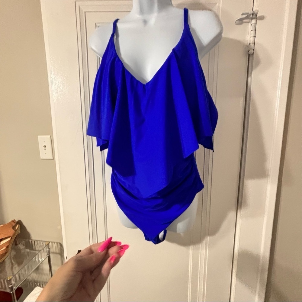 Slimming Ruffle One Piece
Ruched Tummy Control Bathing
Suits (Royal Blue, XL) - Picture 6 of 8